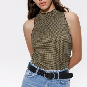 NWT ZARA KHAKI High Collar  tank Top - Small